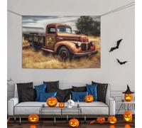 Grande striscione decorativo per feste, sfondo personalizzato da appendere alla parete, striscioni di compleanno bandiera da cortile vecchio camion auto festa sfondo fotografico 119 x 180 cm per