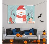 Grande striscione decorativo per feste, sfondo personalizzato da appendere alla parete, striscioni di compleanno per cortile cartello Buon Natale pupazzo di neve sfondo fotografico per feste 119 x 180