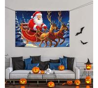 Grande striscione decorativo per feste, sfondo personalizzato da appendere alla parete, striscioni di compleanno per cortile, cartello con Babbo Natale sulla slitta, sfondo fotografico, 119 x 180 cm