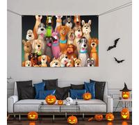 Grande striscione decorativo per feste, sfondo personalizzato da appendere alla parete, striscioni di compleanno bandiera da cortile molti cani carini sfondo fotografico per feste di compleanno 119 x
