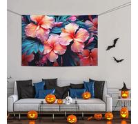 Grande striscione decorativo per feste, sfondo personalizzato da appendere alla parete, striscioni di compleanno bandiera da cortile fiori tropicali sfondo fotografico per feste, 119 x 180 cm per