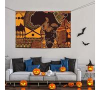 Grande striscione decorativo per feste, sfondo personalizzato da appendere alla parete, striscioni di compleanno bandiera da cortile con mappa africana, motivo etnico, sfondo fotografico, 119 x 180 cm