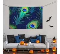 Grande striscione decorativo per feste, sfondo personalizzato da appendere alla parete, striscioni di compleanno per cortile cartello con piume di pavone, sfondo fotografico, 119 x 180 cm, per