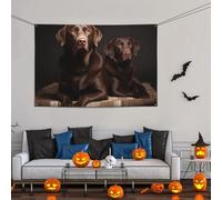 Grande striscione decorativo per feste, sfondo personalizzato da appendere alla parete, striscioni per compleanno, bandiera da cortile marrone, labrador retriever, sfondo fotografico per feste, 119 x