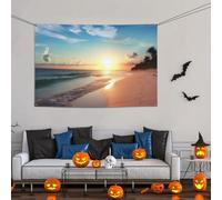 Grande striscione decorativo per feste, sfondo personalizzato da appendere alla parete, striscioni per compleanno da cortile, cartello da spiaggia tramonto tranquillo sfondo fotografico per feste, 119