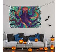 Grande striscione decorativo per feste, sfondo personalizzato da appendere alla parete, striscioni per compleanno bandiera da cortile colorato polpo, sfondo fotografico per feste, 119 x 180 cm
