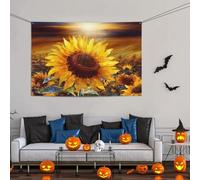 Grande striscione decorativo per feste, sfondo personalizzato da appendere alla parete, striscioni per compleanno bandiera da cortile con girasole dorato, sfondo fotografico per feste, 119 x 180 cm