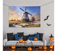 Grande striscione decorativo per feste, sfondo personalizzato da appendere alla parete, striscioni per compleanno da cortile, cartello tradizionale per feste con mulino a vento sfondo fotografico, 119