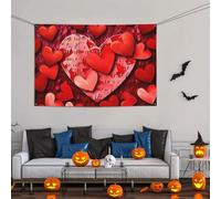 Grande striscione decorativo per feste, sfondo personalizzato da appendere alla parete, striscioni per compleanno e cortile, cartello con cuori rossi, sfondo fotografico per feste d'amore, 119 x 180