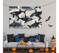 Grande striscione decorativo per feste, sfondo personalizzato da appendere alla parete, striscioni per compleanno, bandiera, balena, killer, feste, sfondo fotografico, 119 x 180 cm, per matrimoni