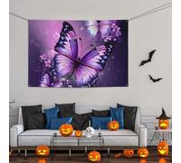 Grande striscione decorativo per feste, sfondo personalizzato da appendere alla parete, striscioni per compleanno bandiera da cortile bella farfalla viola arte festa sfondo fotografico 119 x 180 cm