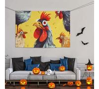 Grande striscione decorativo per feste, sfondo personalizzato da appendere alla parete, striscioni per compleanno cortile bandiera arte pittura pollo festa sfondo fotografico 119 x 180 cm per