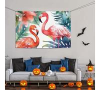 Grande striscione decorativo per feste, sfondo personalizzato da appendere alla parete, striscioni per compleanno cortile bandiera fenicotteri acquerello tropici sfondo fotografico per feste, 119 x