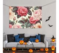 Grande striscione decorativo per feste, sfondo personalizzato da appendere alla parete, striscioni per compleanno bandiera da cortile floreale fiore rosa sfondo fotografico per feste, 119 x 180 cm per