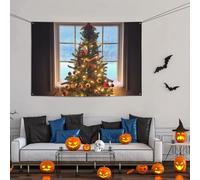 Grande striscione decorativo per feste, sfondo personalizzato da appendere alla parete, striscioni per compleanno cortile cartello albero di Natale sfondo fotografico per feste 119 x 180 cm