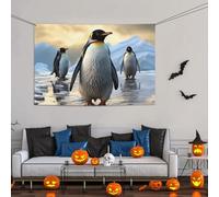 Grande striscione decorativo per feste, sfondo personalizzato da appendere alla parete, striscioni per compleanno cortile bandiera pinguino festa sfondo fotografico 119 x 180 cm per decorazione di