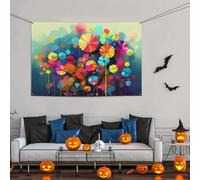 Grande striscione decorazione per feste, sfondo personalizzato da appendere alla parete, striscioni per compleanno bandiera da cortile stile astratto fiori colorati sfondo fotografico per feste 119 x