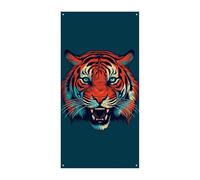 Grande striscione per porta con tigre rossa, decorazione per porta verticale stagionale, sfondo durevole per feste, portico, ingresso, giardino, decorazione 178 x 89 cm