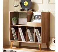 Grande supporto per disco con spazio di archiviazione, supporto per giradischi con mensola, supporto per dischi in vinile con superficie di presentazione, supporto per fino a 300 album, mensola a