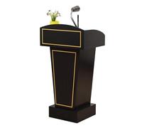 Grande supporto per podio in legno per lezioni in chiesa e aula robusto leggio con strisce di rame per dibattiti, discorsi e presentazioniDesign elegante per uso professionale