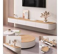 Grande supporto per TV sospeso da parete, con vari scomparti, adatto per soggiorno e camera da letto (bianco, 120 x 20 x 24 cm)