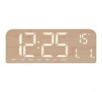 Grande sveglia digitale a LED con venature del legno, display multifunzione per ora, data, temperatura dei giorni feriali, luminosità regolabile, doppia sveglia, stile nordico (A)