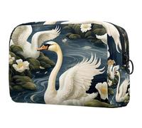 Grande Swans Rive Pattern Makeup Bag Zipper Pouch Travel Cosmetic Organizer per le donne, Multi 8, 18.5x7.5x13cm/7.3x3x5.1in, Art Deco