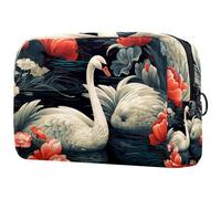 Grande Swans Rive Pattern Makeup Bag Zipper Pouch Travel Cosmetic Organizer per le donne, Multicolore 7, 18.5x7.5x13cm/7.3x3x5.1in, Art Deco
