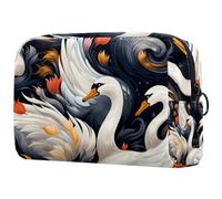 Grande Swans Rive Pattern Makeup Bag Zipper Pouch Travel Cosmetic Organizer per le donne, multicolore 2, 18.5x7.5x13cm/7.3x3x5.1in, Art Deco