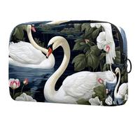 Grande Swans Rive Pattern Makeup Bag Zipper Pouch Travel Cosmetic Organizer per le donne, Multicolore 4, 18.5x7.5x13cm/7.3x3x5.1in, Art Deco