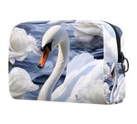 Grande Swans Rive Pattern Makeup Bag Zipper Pouch Travel Cosmetic Organizer per le donne, Multicolore 6, 18.5x7.5x13cm/7.3x3x5.1in, Art Deco