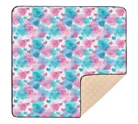 Grande tappetino da gioco antiscivolo per bambini con cuore ad acquerello, per interni ed esterni, accogliente, traspirante, per neonati e bambini, 127 x 127 cm