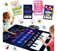 Grande tappetino da gioco musicale, giocattolo educativo a forma di pianoforte e tamburo, tappetino da attività per terra, divertente gioco di apprendimento musicale, regalo per bambini e bambine verd