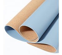 Grande tappetino da scrivania a due lati in pelle PU e sughero naturale con cinghia, 80 x 40 cm, tappetino per mouse blu per casa e ufficio, perfetto per scrivere e giocare