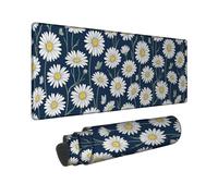 Grande tappetino per mouse con crisantemo, motivo floreale e natura farfalla stelo primavera blu navy gomma antiscivolo grande tastiera tappetino per mouse decorazione per casa, ufficio, lavoro