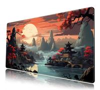 Grande tappetino per mouse con tramonto giapponese, tappetino da scrivania spazioso, tappetino per mouse da gioco XXL esteso per computer e laptop, tappetino per tastiera, 80 x 40 cm, con base in