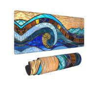 Grande tappetino per mouse da gaming, con base in gomma a onde dell'oceano, tappetino da scrivania con bordi cuciti, tappetino per mouse per laptop, tastiera PC, tappetino per mouse per lavoro, giochi