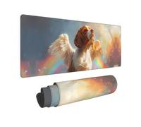 Grande tappetino per mouse da gaming, con base in gomma e cocker spaniel inglese arcobaleno, tappetino da scrivania con bordi cuciti, tappetino per mouse per laptop, tastiera PC, tappetino per mouse