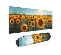 Grande tappetino per mouse da gaming, con campo di girasoli illuminati dal sole, base in gomma, tappetino da scrivania con bordi cuciti, tappetino per mouse per laptop, tastiera PC, tappetino per