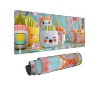 Grande tappetino per mouse da gaming, con personaggi del sushi kawaii, base in gomma, tappetino da scrivania con bordi cuciti, tappetino per mouse per laptop, tastiera PC, tappetino per mouse per