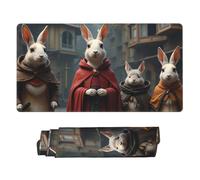 Grande tappetino per mouse da gaming, con stampa di un quartetto di coniglietti marroni, con bordi cuciti, base in gomma, tappetino per scrivania, tappetino per mouse per laptop, tastiera PC