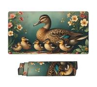 Grande tappetino per mouse da gaming, con stampa di una famiglia di anatre marroni, base in gomma, tappetino da scrivania con bordi cuciti, tappetino per mouse per computer portatile, tastiera PC