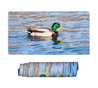 Grande tappetino per mouse da gaming, motivo: anatra reale che nuota in un fiume con base in gomma, tappetino da scrivania con bordi cuciti, tappetino per mouse per computer portatile, tastiera PC