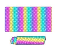 Grande tappetino per mouse da gaming, motivo arcobaleno con scale 2, con bordi cuciti, base in gomma, tappetino per mouse per laptop, tastiera PC, tappetino per mouse per lavoro, gioco, ufficio, 40 x