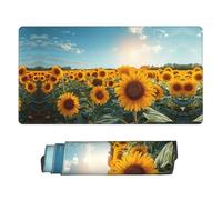 Grande tappetino per mouse da gaming, tappetino da scrivania con bordi cuciti, tappetino per mouse con campo di girasoli illuminati dal sole, tappetino per computer portatile, base in gomma, tappetino