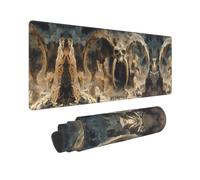 Grande tappetino per mouse da gaming, tappetino per mouse con antica grotta di teschi, base in gomma, tappetino da scrivania con bordi cuciti, tappetino per mouse per laptop, tastiera PC, tappetino