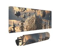 Grande tappetino per mouse da gioco, 30,5 x 80 cm, esteso XXL tappetino per mouse con bordi cuciti, antiscivolo, lungo tappetino da scrivania con calendario Maya, per tastiera, casa, ufficio, lavoro