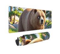Grande tappetino per mouse da gioco, 30,5 x 80 cm, esteso XXL tappetino per mouse con bordi cuciti, antiscivolo, lungo tappetino da scrivania con orso che attraversa il fiume, tappetino da scrivania