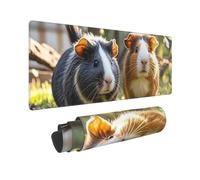 Grande tappetino per mouse da gioco 30,5 x 80 cm, esteso XXL tappetino per mouse con bordi cuciti, antiscivolo, lungo tappetino da scrivania con due porcellini d'India da appendere, tappetino da