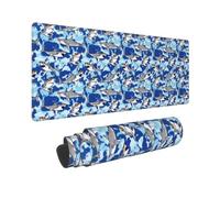 Grande tappetino per mouse da gioco, 30,5 x 80 cm, tappetino per tastiera del computer, tappetino antiscivolo opaco per scrivania, tappetino per mouse con occhiali grande squalo bianco per ufficio